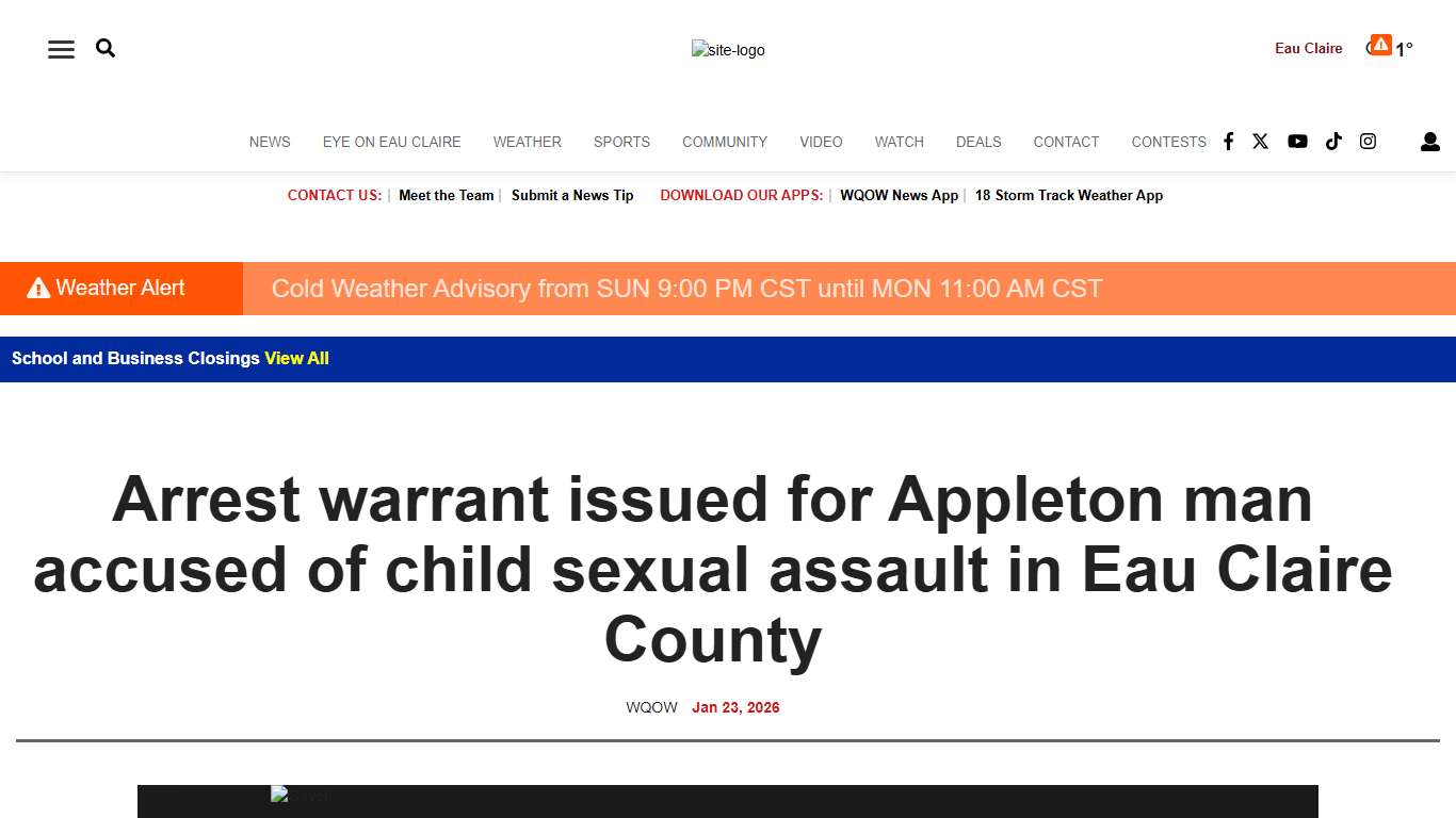 Arrest warrant issued for Appleton man accused of child sexual assault in Eau Claire County News wqow.com